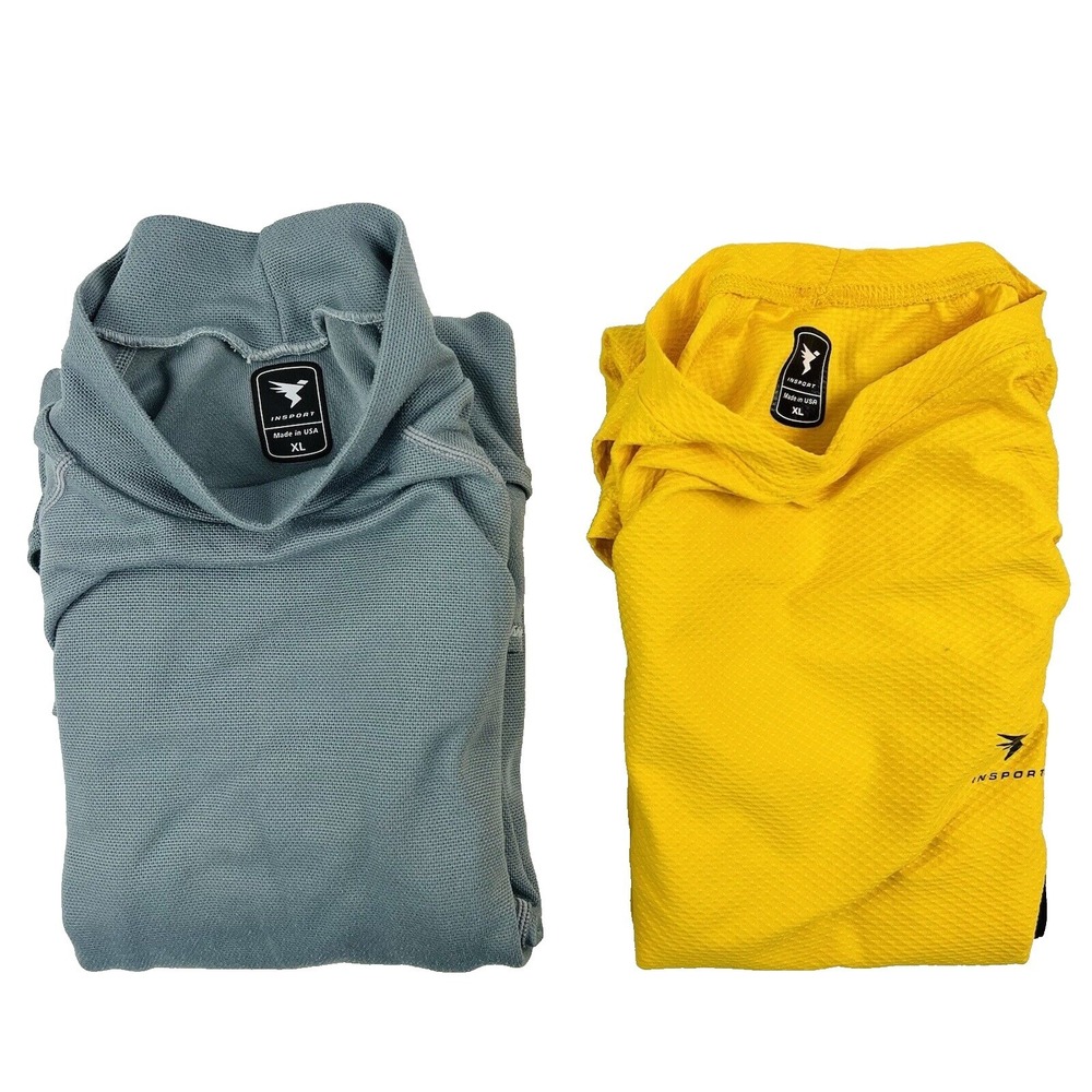 Insport Lot of 2 Riding‎ Shirts Long Sleeve Polartech Pullover XL Gray & Yellow
